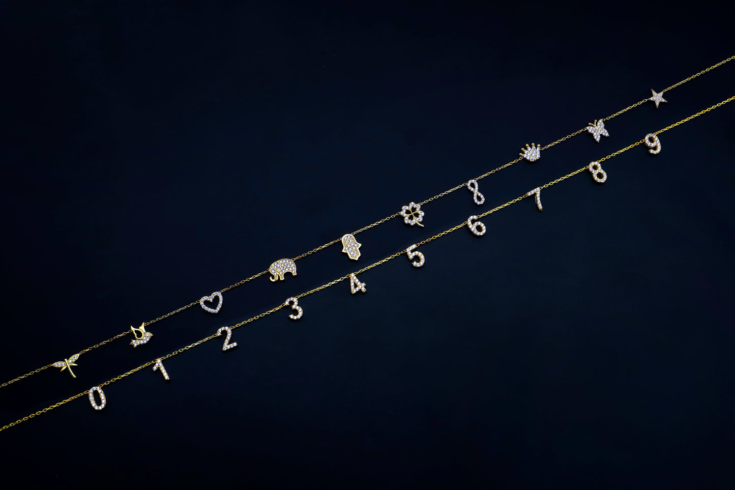 Love Knot Chain with CZ Diamond Letter