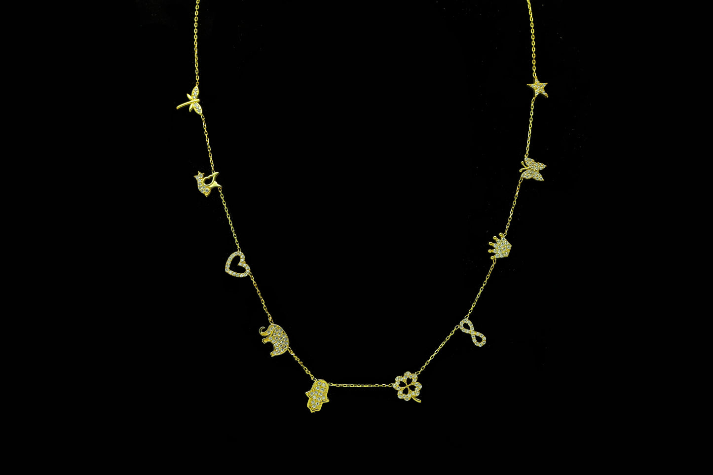 Love Knot Chain with CZ Diamond Letter