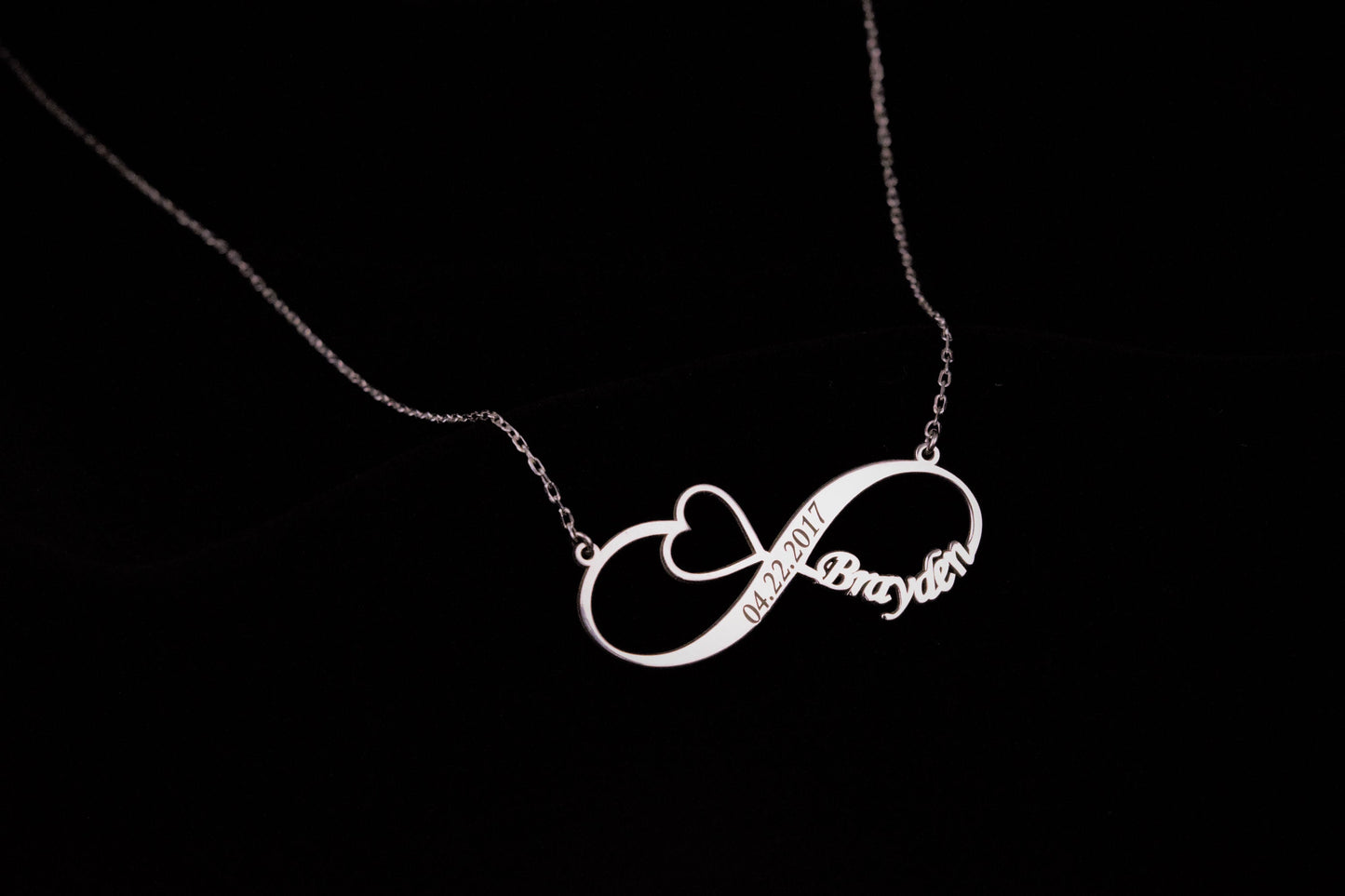Handmade Infinity Name Necklace • Name Necklace With Heart • Infinity Necklace With Heart • Personalized Necklace • Love Necklace - silvergoldandrose
