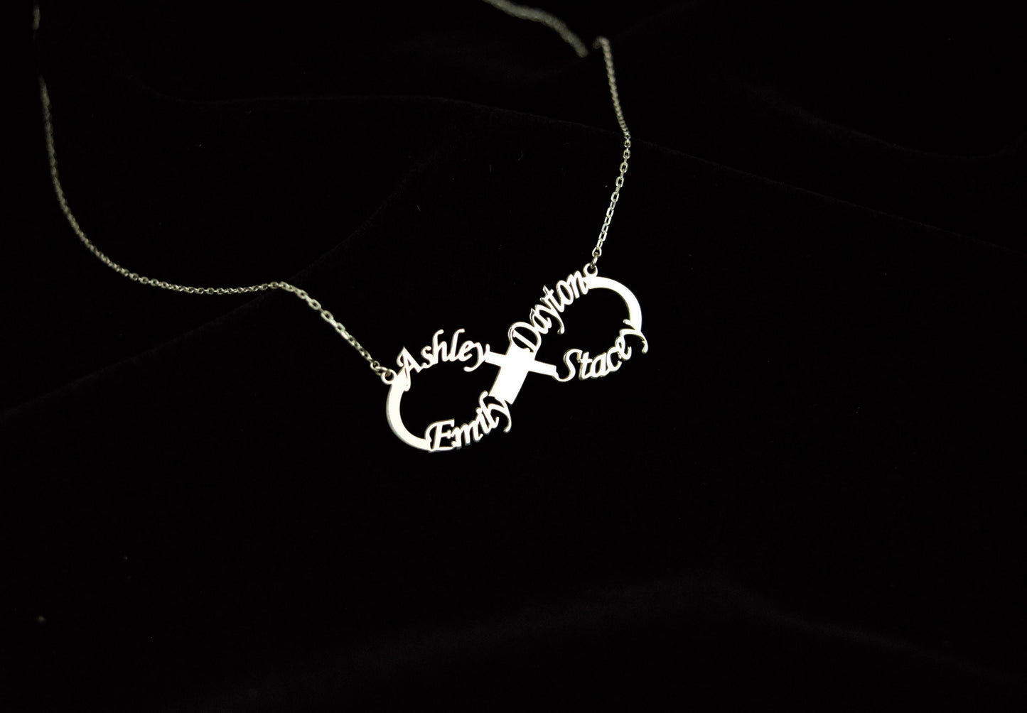 Personalized Infinity Name Necklace, Family Infinity Necklace, Infinity Necklace with Names,Silver Infinity Necklace, Gold Infinity Necklace - silvergoldandrose