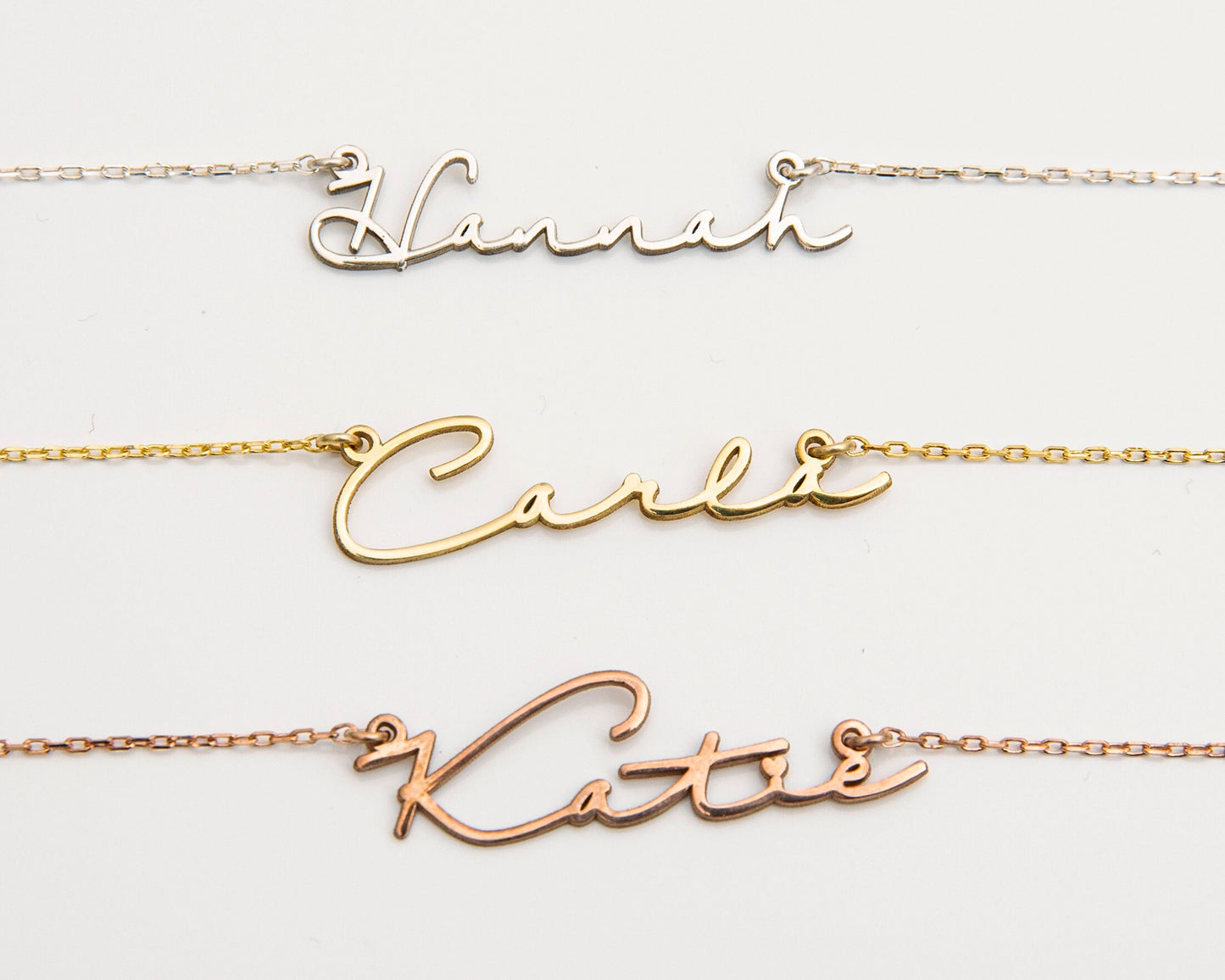 Signature Name Necklace, Cursive Personalized Gold Name Necklace, Tiny Name Necklace, Dainty Name Necklace, Gifts for Her for Mom - silvergoldandrose