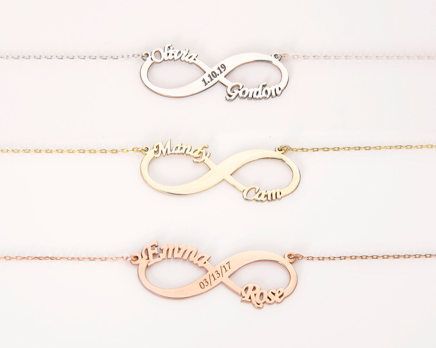 Infinity Name Necklace, Custom Jewelry • Infinity Necklaces with Birthstones • Personalized Infinity Jewelry for Women - silvergoldandrose