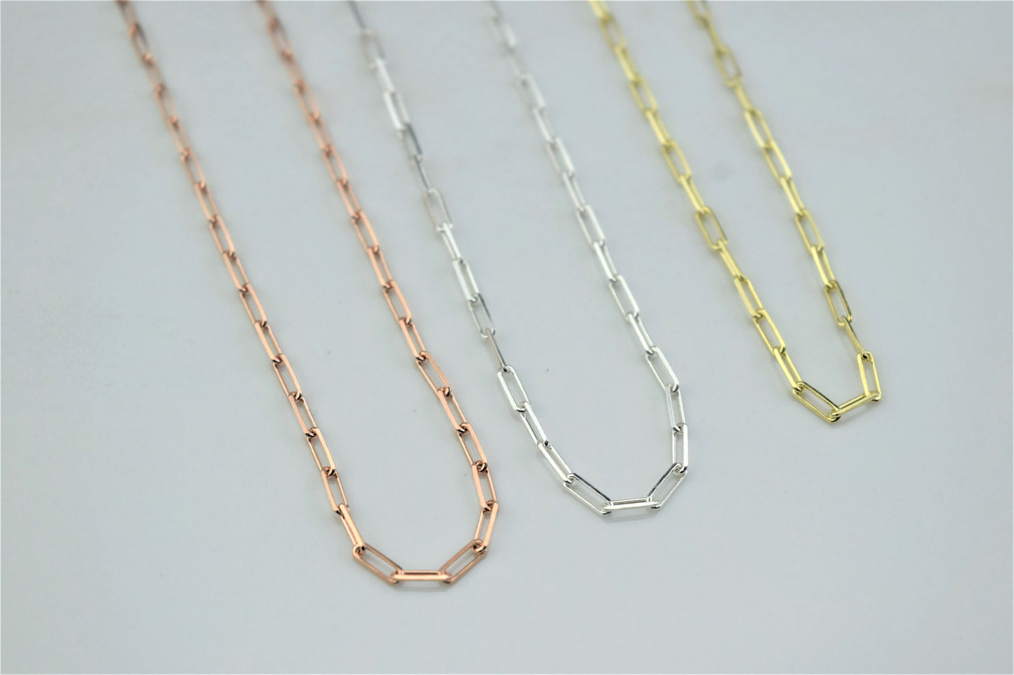 Dainty Layering Link Chain Necklaces • Layered Small Paper Clip Necklace • Sterling Silver, Gold and Rose Gold Jewelry by NecklaceDreamWorld - silvergoldandrose