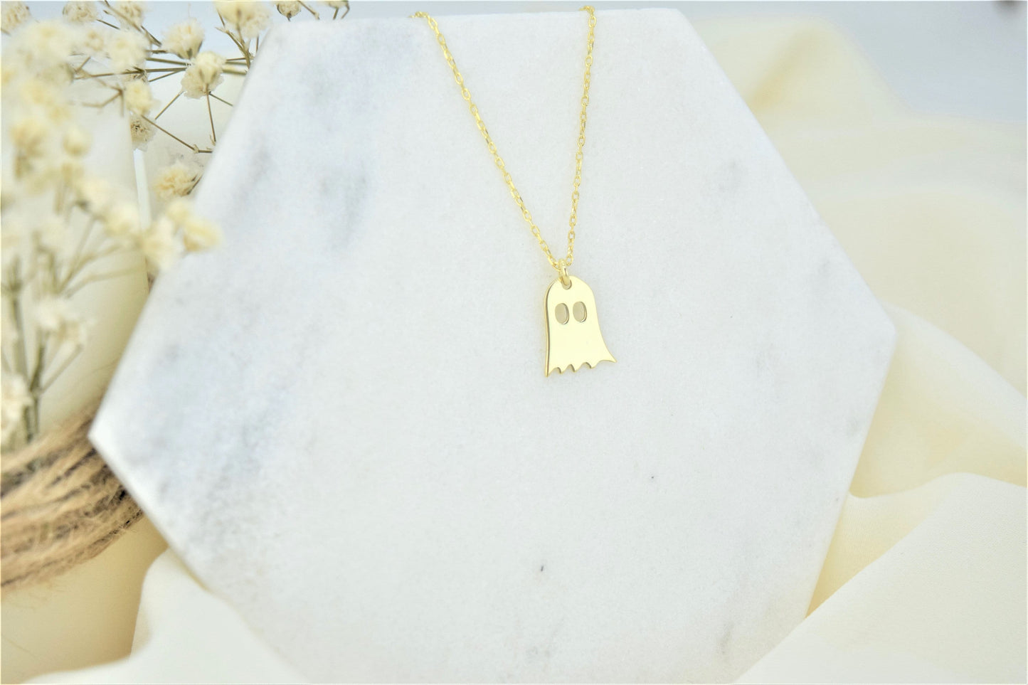 Sterling Silver Tiny Ghost Necklace • Halloween Ghost Necklace • Kids Necklace • Cute Spooky Boo Emoji • Halloween Gift • Gift for Her - silvergoldandrose