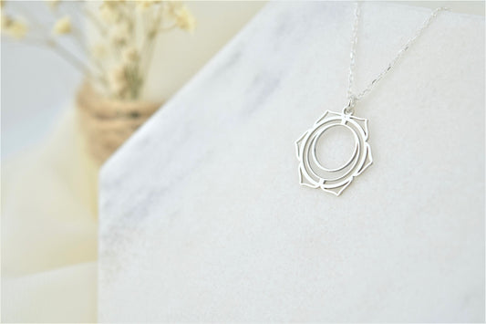 Sacral Chakra Necklace, Svadhisthana Yoga Symbol Jewelry • Handmade Chakra • Hindu Necklace • Yoga Chakra • Seven Chakra Symbol Jewelry - silvergoldandrose