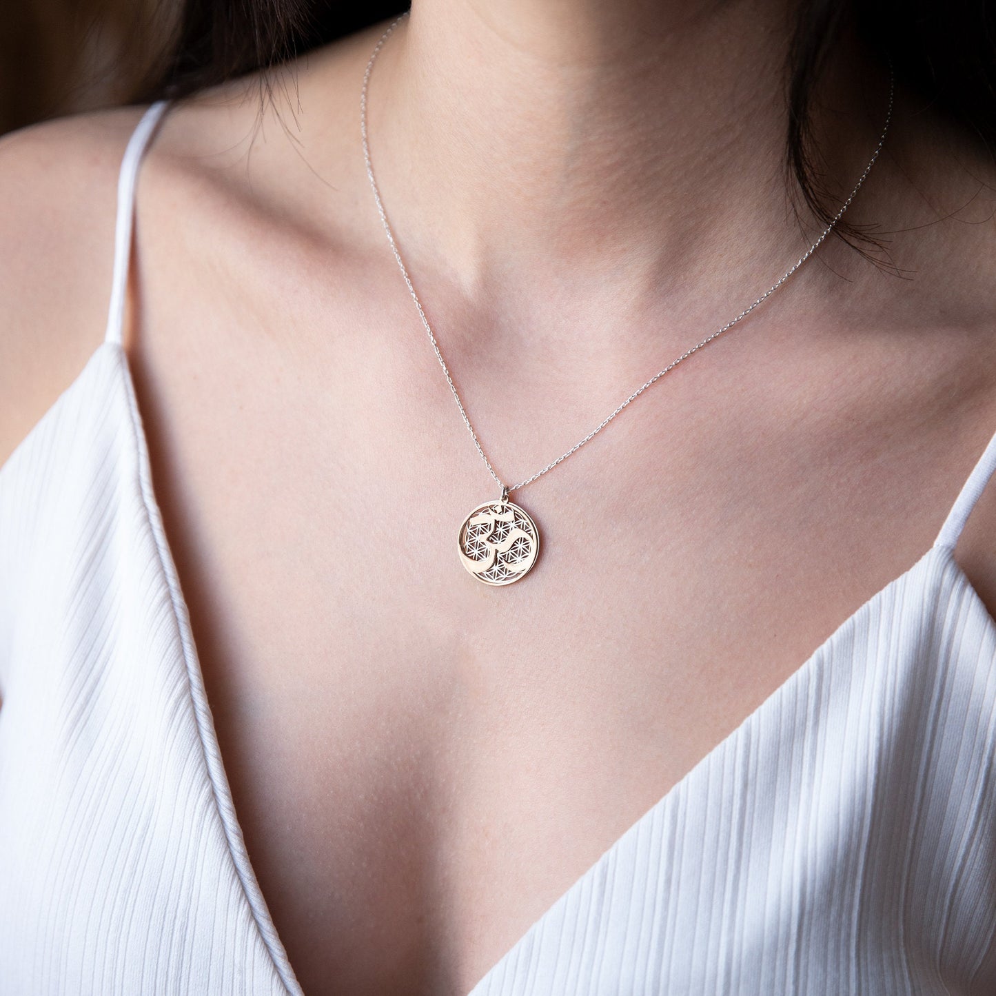 Flower Of Life Necklace • Om Necklace • Lotus Necklace • Flower of Life Pendant • Dainty Yoga Necklace • Lotus Necklace Sterling Silver - silvergoldandrose