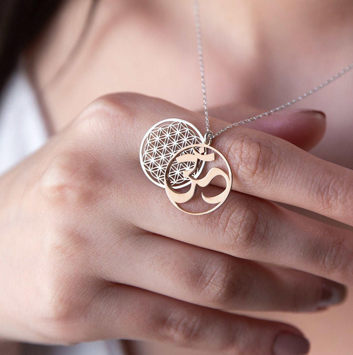 Flower Of Life Necklace • Om Necklace • Lotus Necklace • Flower of Life Pendant • Dainty Yoga Necklace • Lotus Necklace Sterling Silver - silvergoldandrose
