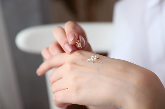 SilverGoldandRose Personalized Initial Earrings - Dainty Silver Studs for Her, Custom Old English Design