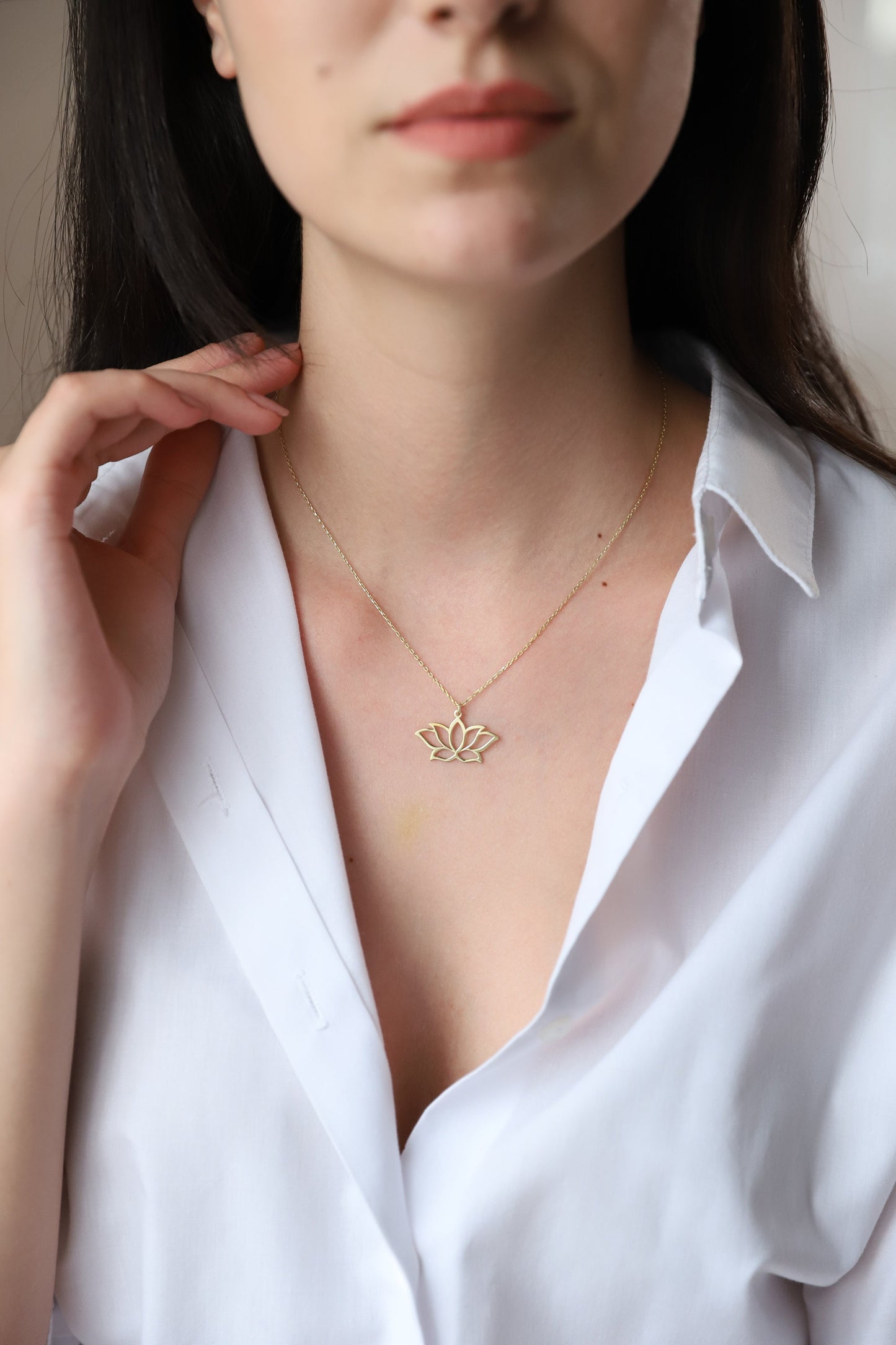Dainty Lotus Flower Necklace Friendship, Cute Handmade Lotus Pendant Necklace in Sterling Silver, Gold and Rose Gold, Birthday Gifts Jewelry - silvergoldandrose