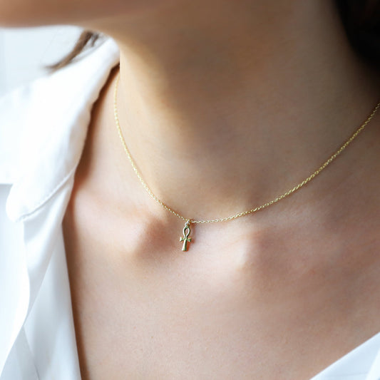 Minimal Ankh Necklace, Ancient Symbol Pendant • Egyptian Ankh Jewelry • Ankh Pendant Sterling Silver • Ankh Symbol of Life • Ankh Jewelry - silvergoldandrose
