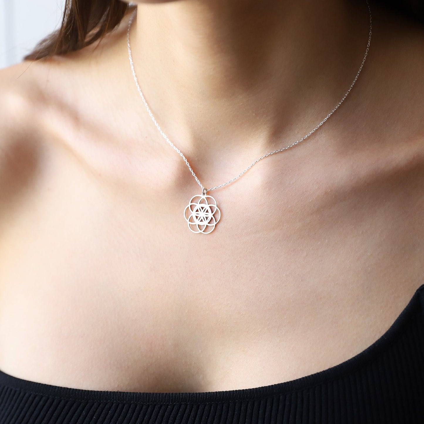 Flower Seed Of Life Pendant Necklace