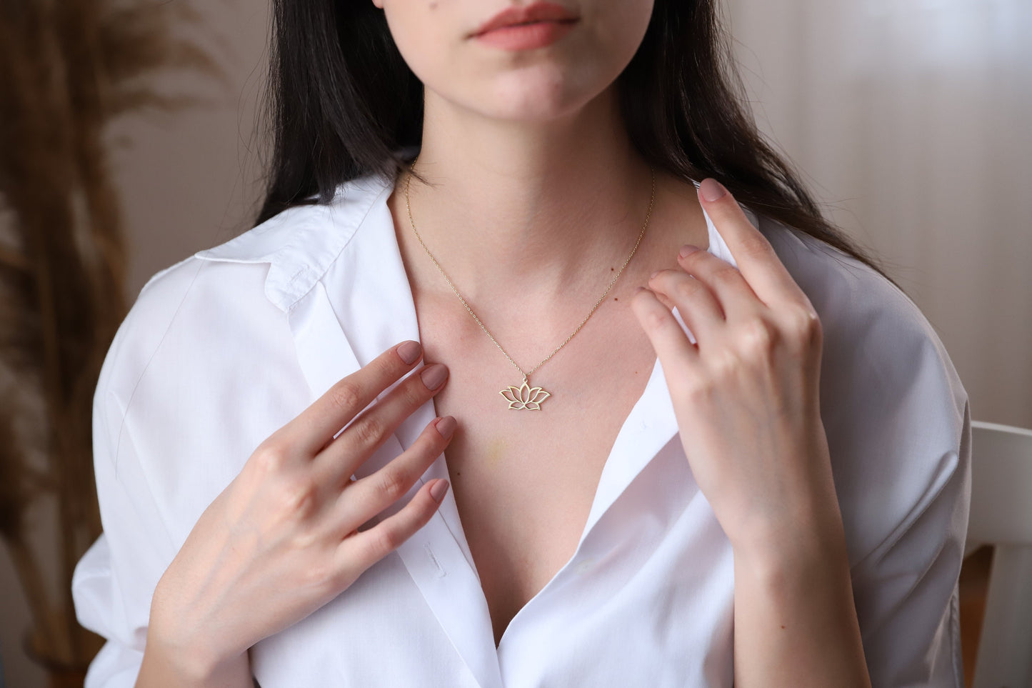 Dainty Lotus Flower Necklace Friendship, Cute Handmade Lotus Pendant Necklace in Sterling Silver, Gold and Rose Gold, Birthday Gifts Jewelry - silvergoldandrose