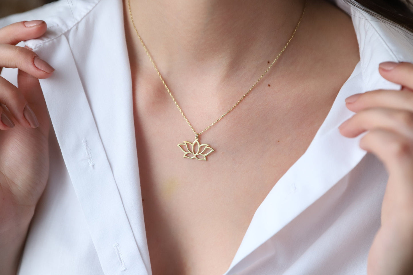 Dainty Lotus Flower Necklace Friendship, Cute Handmade Lotus Pendant Necklace in Sterling Silver, Gold and Rose Gold, Birthday Gifts Jewelry - silvergoldandrose