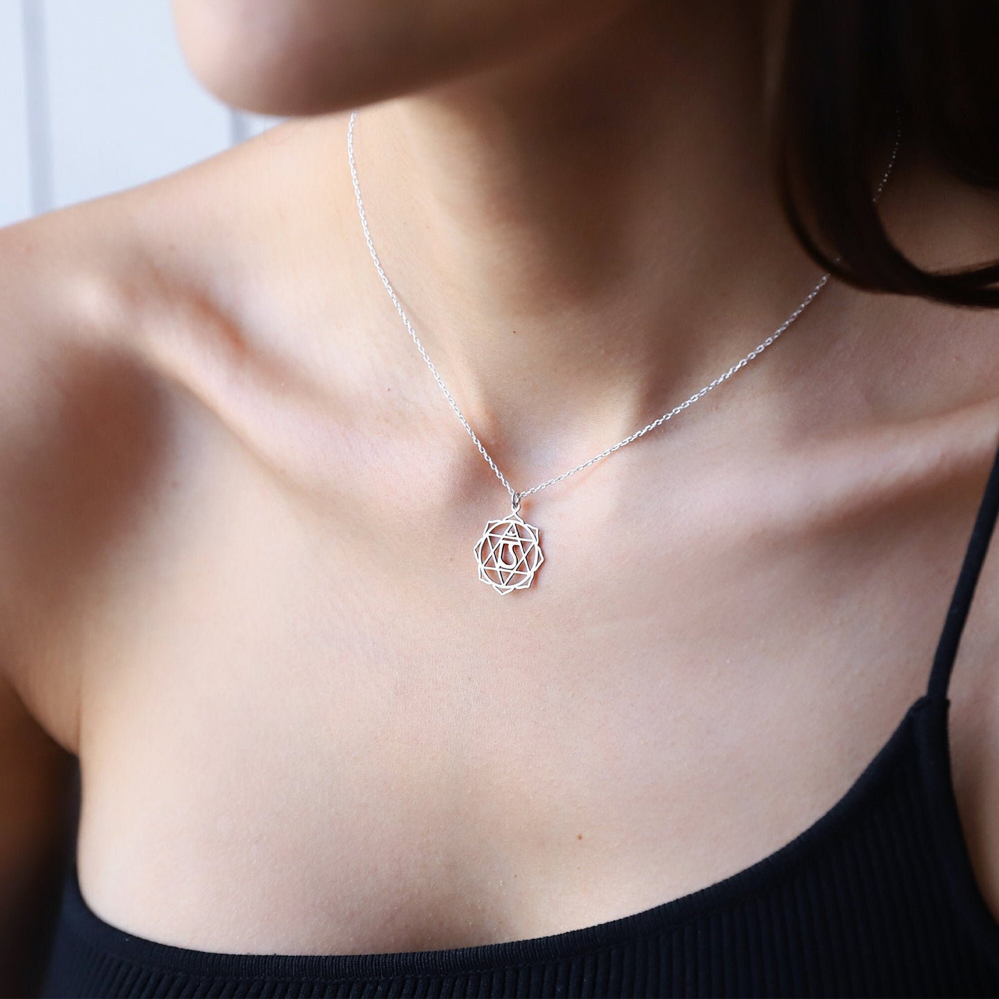 Heart Chakra Necklace, Anahata Yoga Jewelry • Handmade Hindu Wedding Gift • 925 Sterling Silver Seven Chakras Symbols by NecklaceDreamWorld - silvergoldandrose