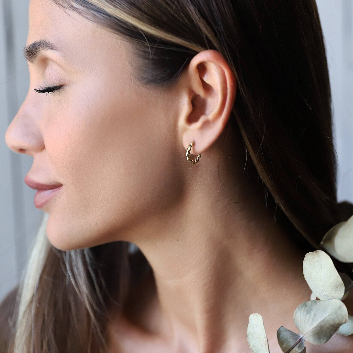 Huggies Hoop Earrings • Dainty Twisted Minimalist Jewelry • Ready to Ship Gifts for Her, Sterling Silver, Gold and Rose Gold Tiny Huggies - silvergoldandrose