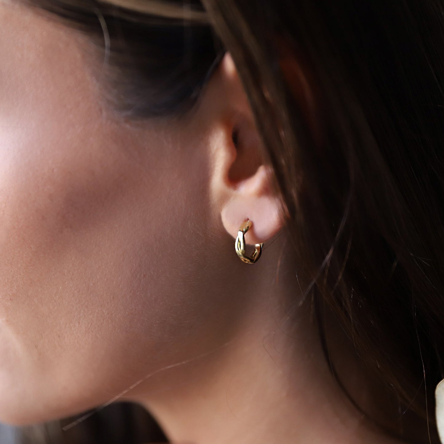 Waterproof Permanent Huggies Hoop Earrings, Infinity Minimalist Jewelry, Dainty Second Hole Earrings • Silver, Gold and Rose Gifts - silvergoldandrose