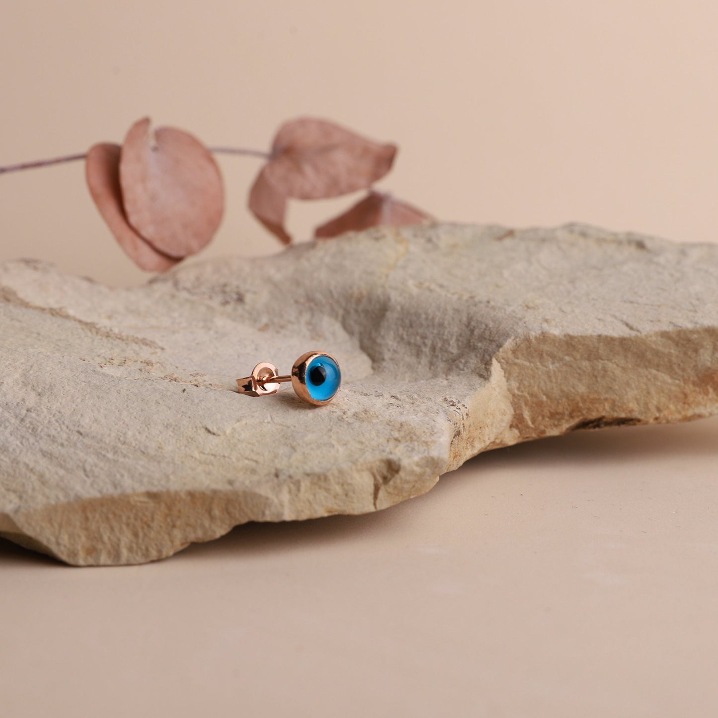 Evil Eye Gold Minimalist Stud Earrings, Stackable Earrings Dainty Evil Eye Tragus Silver | Round Protection Jewelry | Perfect Gifts Silver - silvergoldandrose