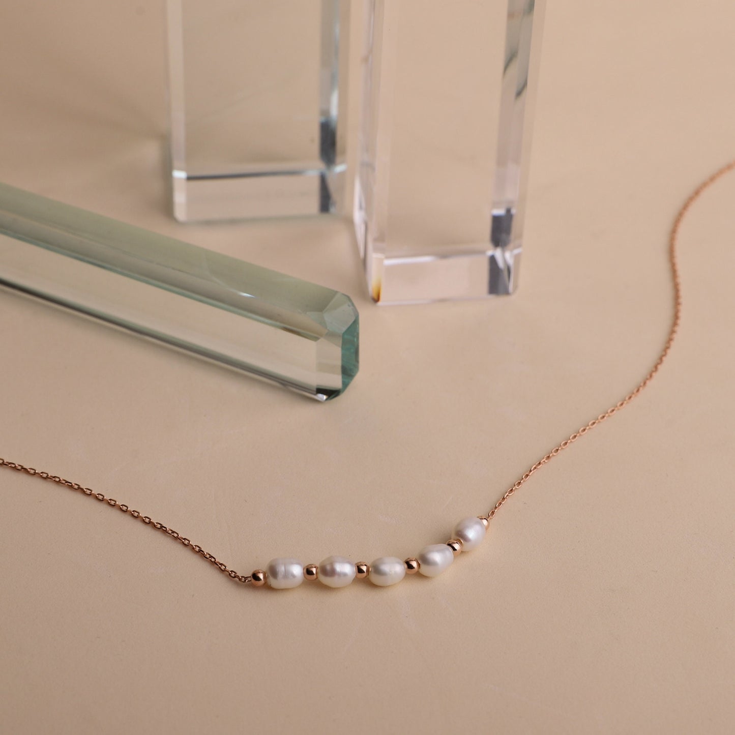 Cute Freshwater Beaded Pearl Necklace, Tiny Pearl Necklace Gold, Rose Gold and Sterling Silver • Dainty Bridesmaid Gifts, Anniversary Gifts - silvergoldandrose