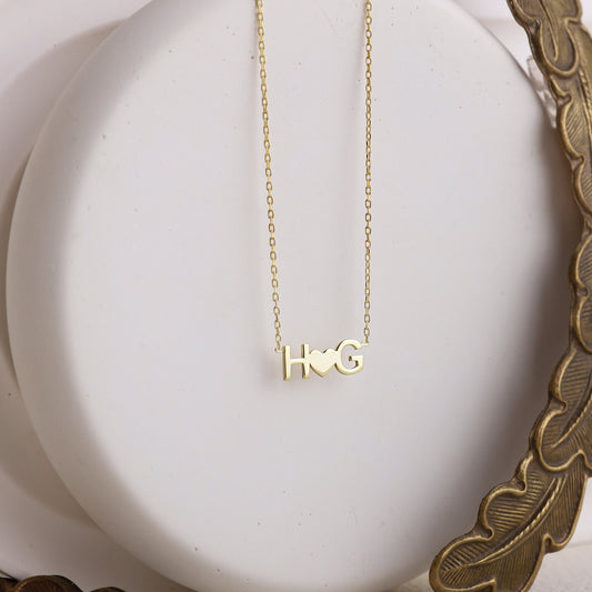 Custom Heart Initial Necklace with Birthstone Add-On | Dainty Letter Necklace for Her by SilverGoldandRose