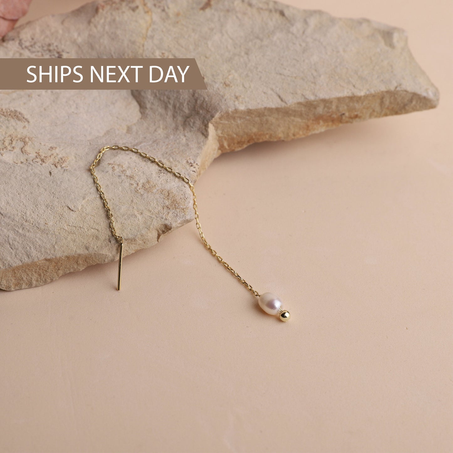 Bridal Earrings, Pearl Dangle Earrings, Wedding Jewelry, Cute Bride Pearl Earrings, Freshwater Pearl Long Chain Earrings, Gifts for Her - silvergoldandrose