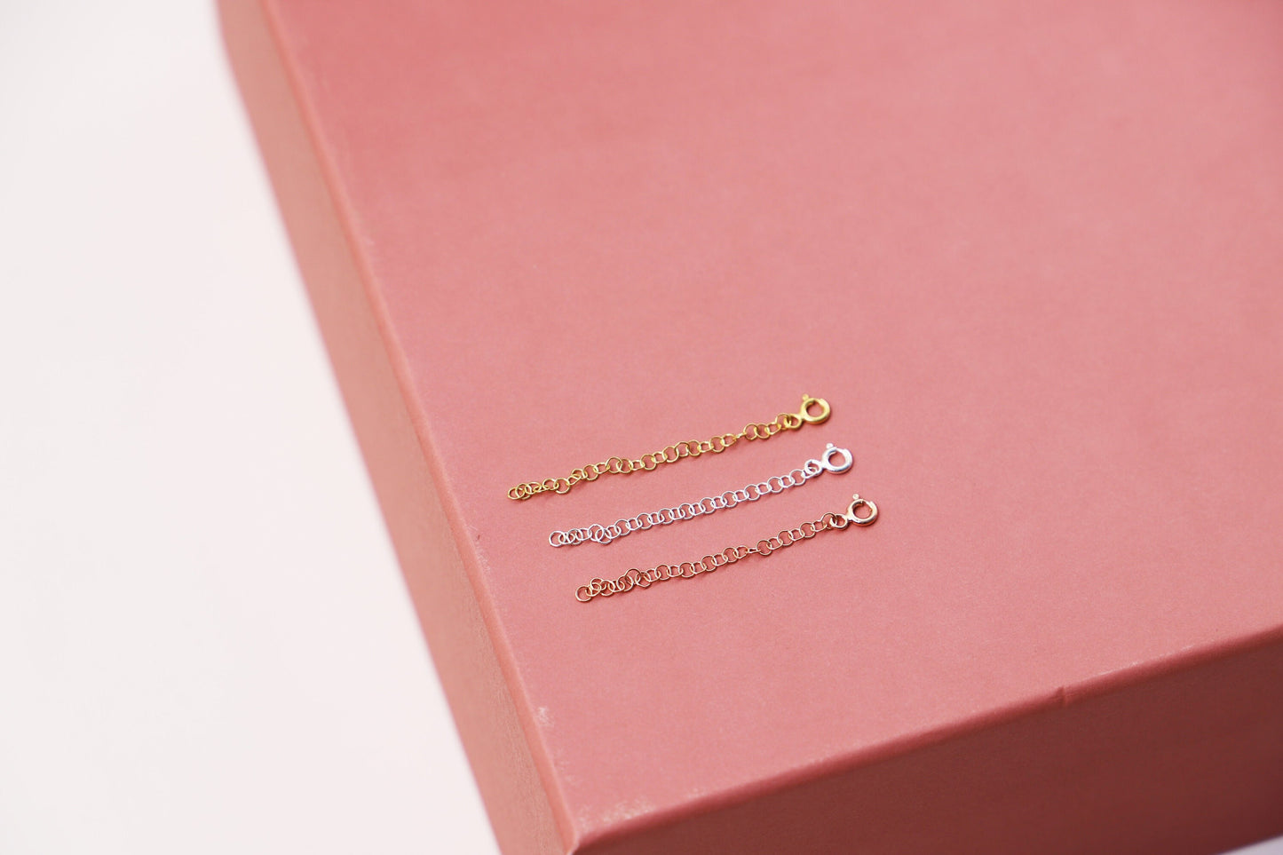 14K Gold Extensions, 925 Sterling Silver Adjustable Extender for Necklace or Bracelet, Removable 1 and 2 inch Chain Extender • Rose Gold - silvergoldandrose