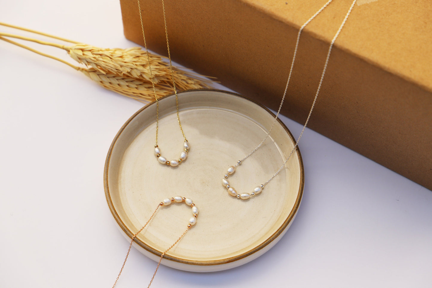 Cute Freshwater Beaded Pearl Necklace, Tiny Pearl Necklace Gold, Rose Gold and Sterling Silver • Dainty Bridesmaid Gifts, Anniversary Gifts - silvergoldandrose