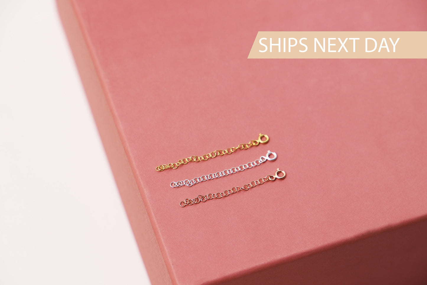 14K Gold Extensions, 925 Sterling Silver Adjustable Extender for Necklace or Bracelet, Removable 1 and 2 inch Chain Extender • Rose Gold - silvergoldandrose