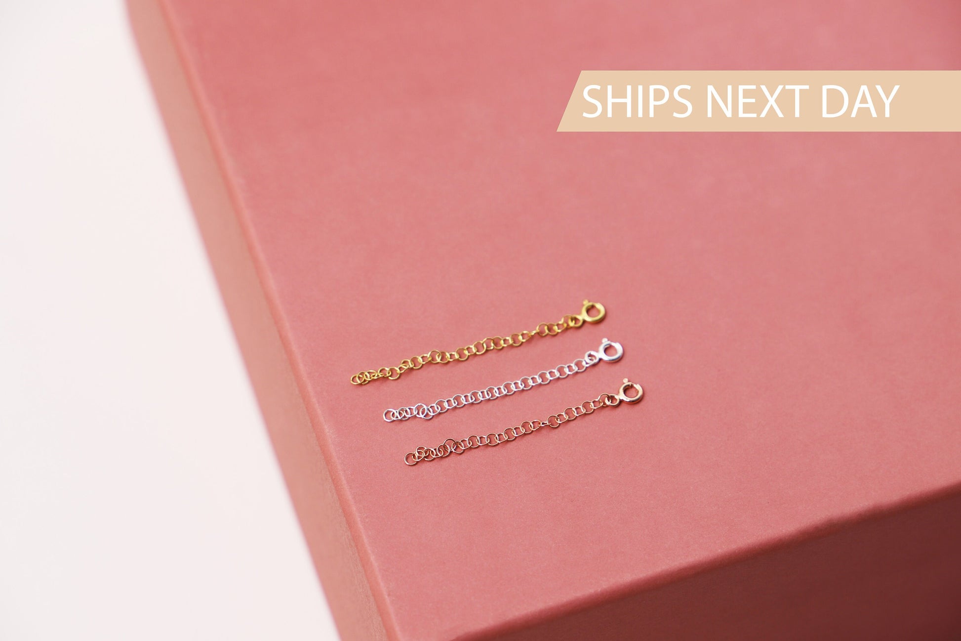 14K Gold Extensions, 925 Sterling Silver Adjustable Extender for Necklace or Bracelet, Removable 1 and 2 inch Chain Extender • Rose Gold - silvergoldandrose