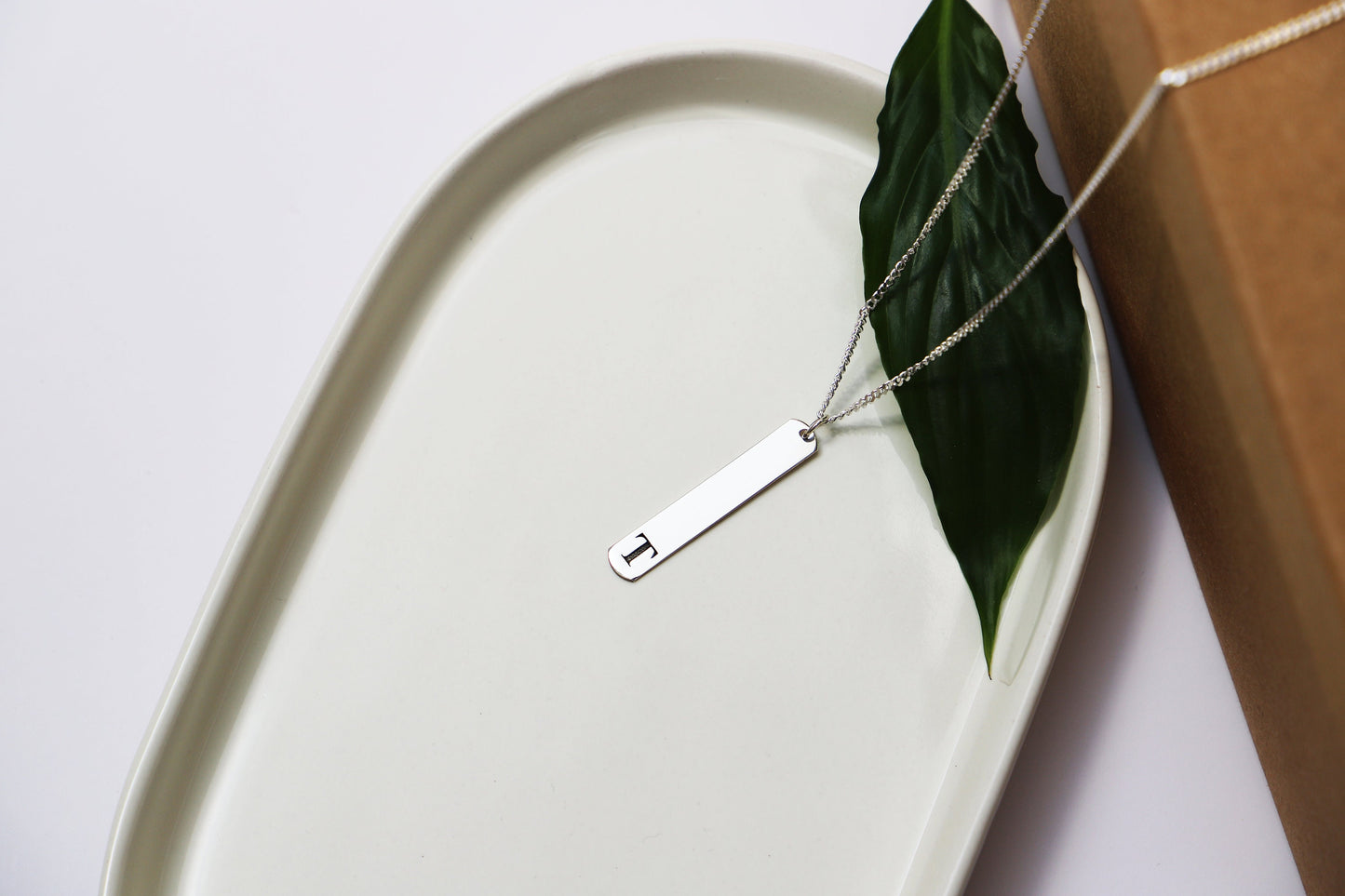 Custom Initial Bar Necklace with Curb Chain • Letter Pendant Bar Men Necklace • Silver, Gold and Rose Mens Jewelry By Necklace Dream World - silvergoldandrose