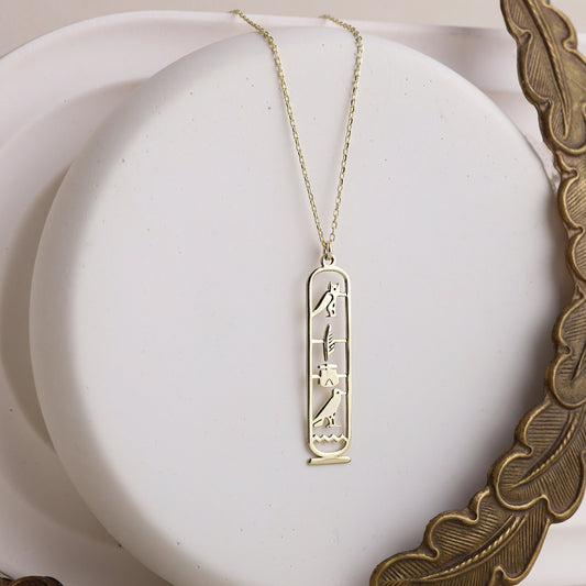 Unique Egypt Cartouche Necklace • Hieroglyph Pendant Necklace • Ancient Symbol Necklace • Birthday Gift • Thank You Gift - silvergoldandrose