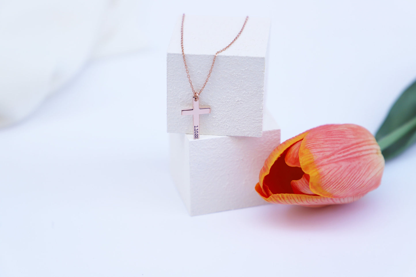 Custom Gold Cross Necklace • Dainty Small Cross Necklace • 14Kt Gold Filled Cross Necklace • Perfect Gifts - silvergoldandrose