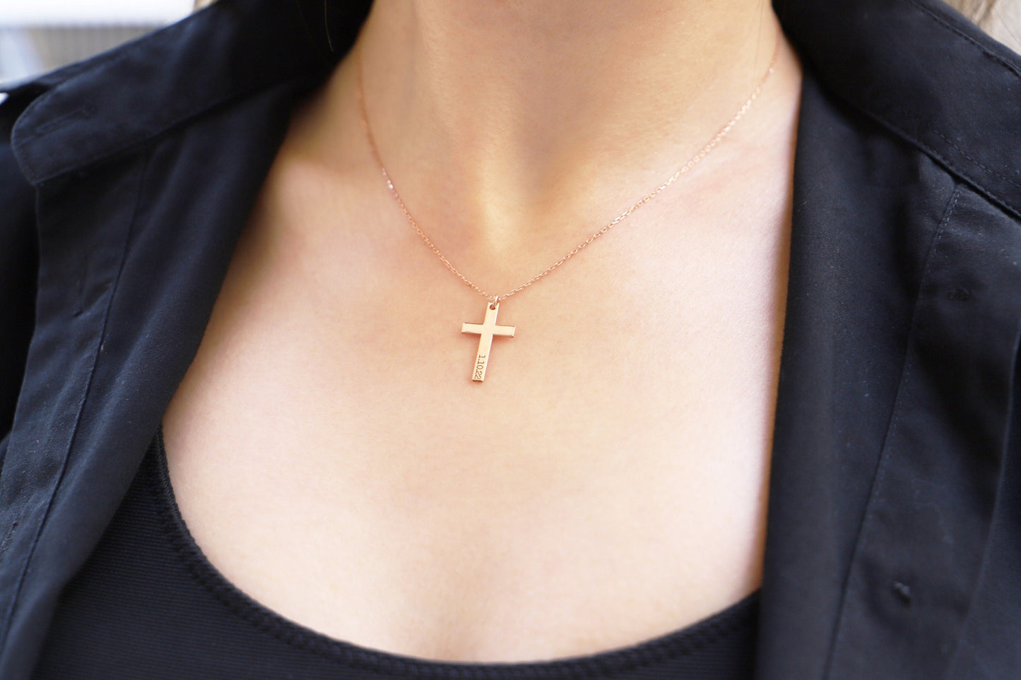 Custom Gold Cross Necklace • Dainty Small Cross Necklace • 14Kt Gold Filled Cross Necklace • Perfect Gifts - silvergoldandrose