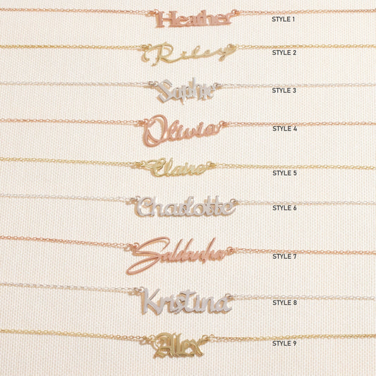 Personalized 14K Gold Vermeil Name Necklace in Autumn Font | Unique Custom Jewelry by SilverGoldandRose