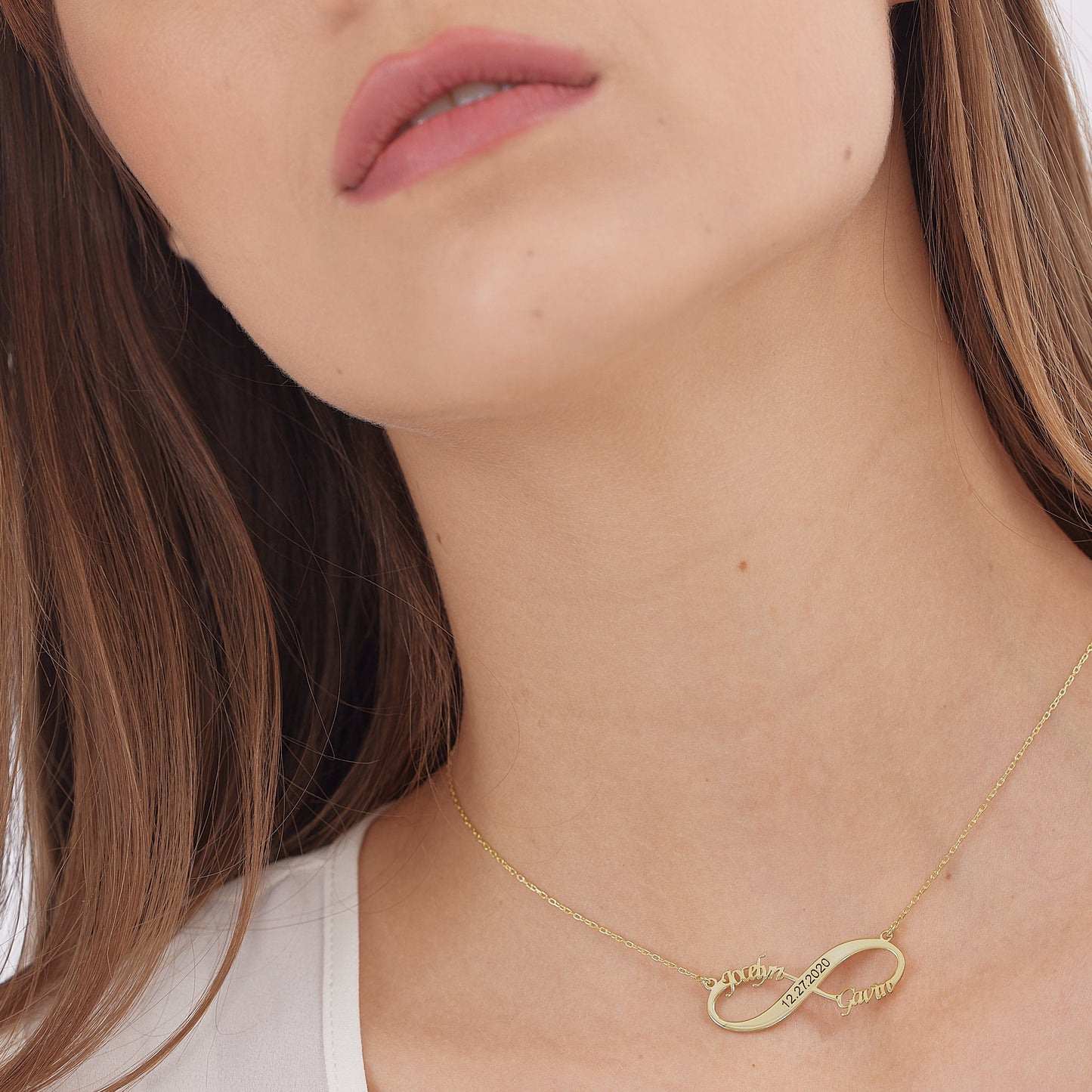 Infinity Name Necklace, Custom Jewelry • Infinity Necklaces with Birthstones • Personalized Infinity Jewelry for Women - silvergoldandrose