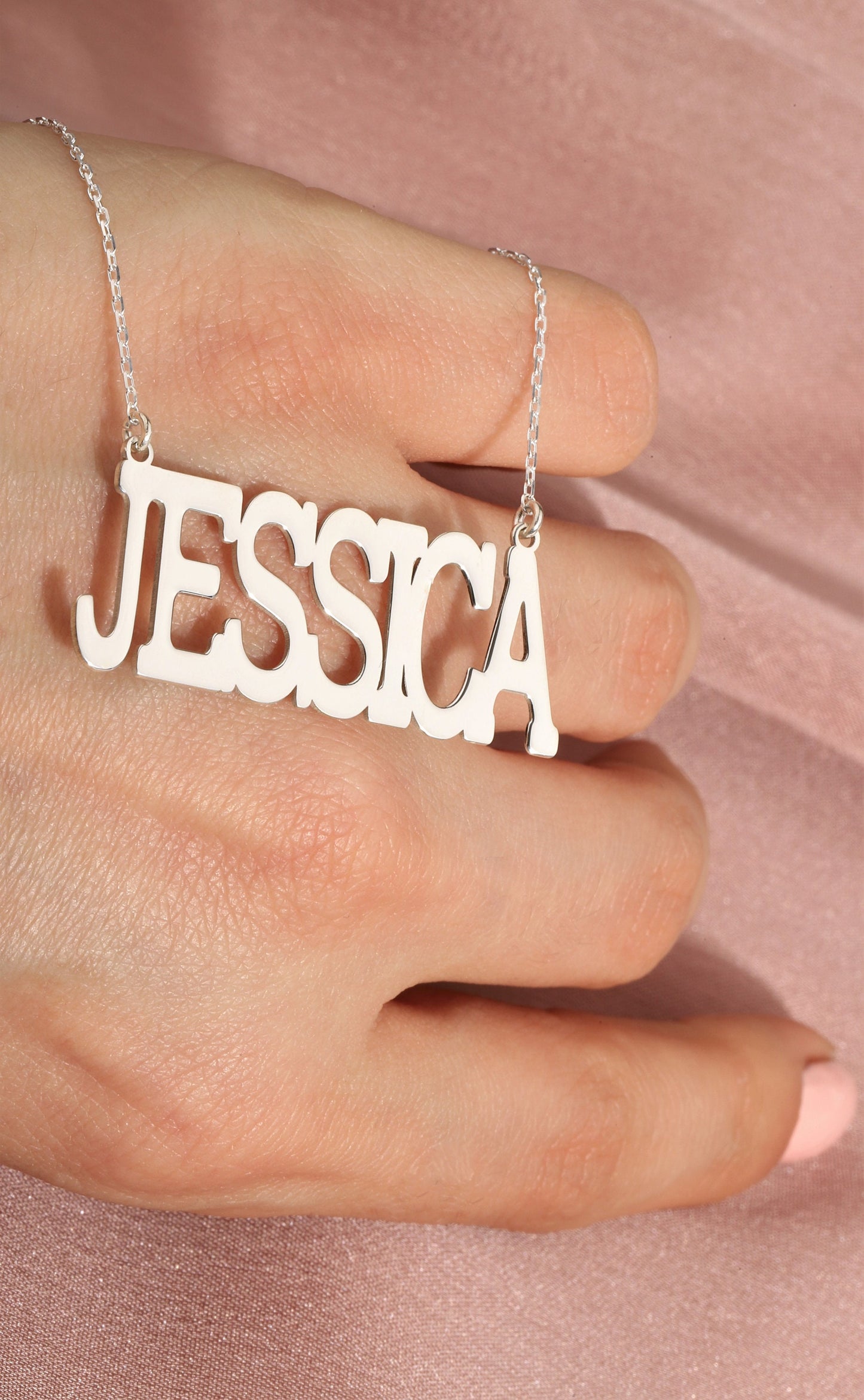 925 Sterling Silver Custom Big Name Necklace, Personalized Jewelry, Big Name Necklace, RnB Style Necklace, Personalized Name Filled Jewelry - silvergoldandrose