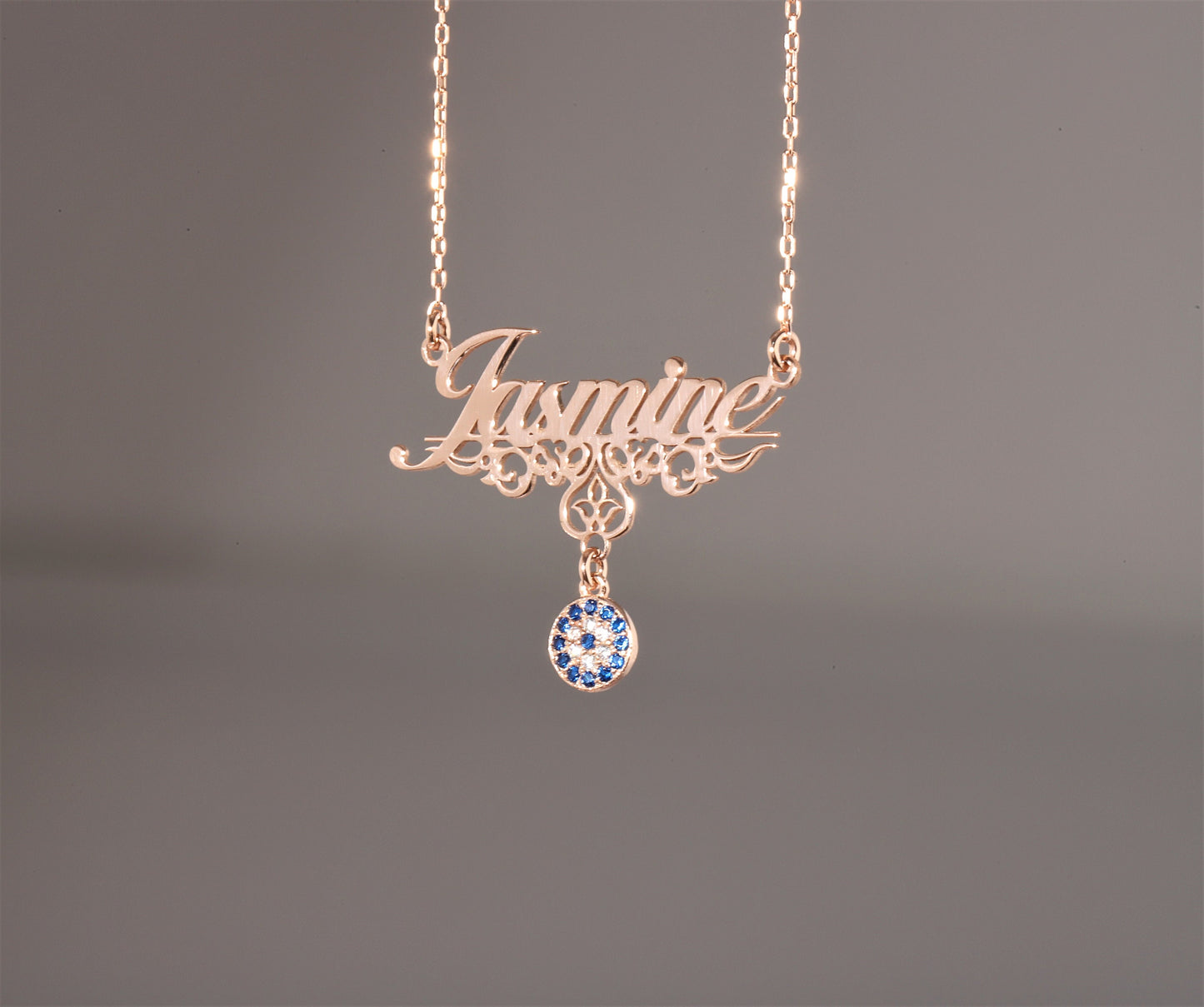 Personalized Evil Eye Name Necklace Gold, Silver Handmade Jewelry | Custom add on Birthstones by NecklaceDreamWorld