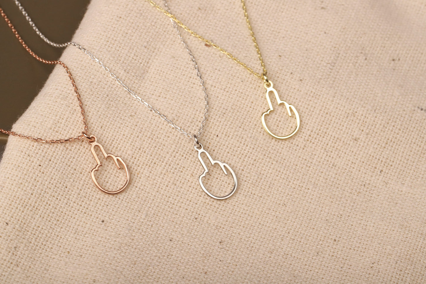 Tiny Middle Finger Necklace | Fuck You Necklace | Minimalist Middle Finger Pendant | Silver Charm Necklace | Funny Gifts for Best Friends