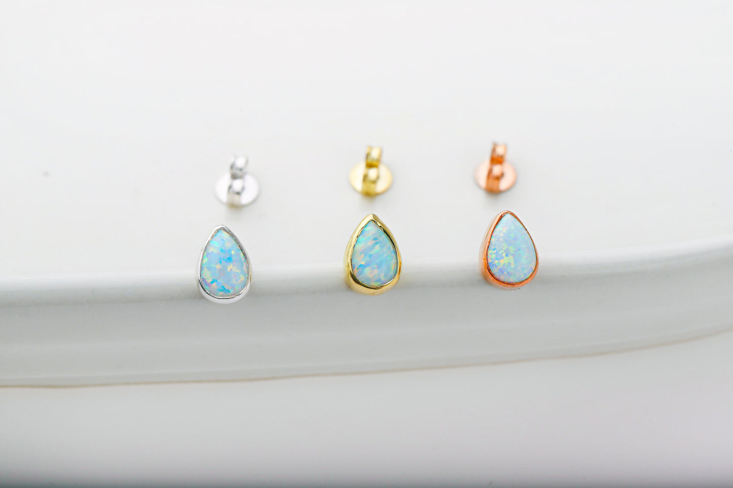 Opal Teardrop Stud Earrings