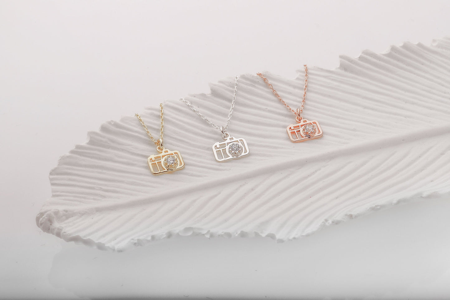 Dainty Camera Necklace with CZ Daimaond by NecklaceDreamWorld, Cute Everyday Necklace, Photographer Gifts, Trendy Best Friend Gift - silvergoldandrose