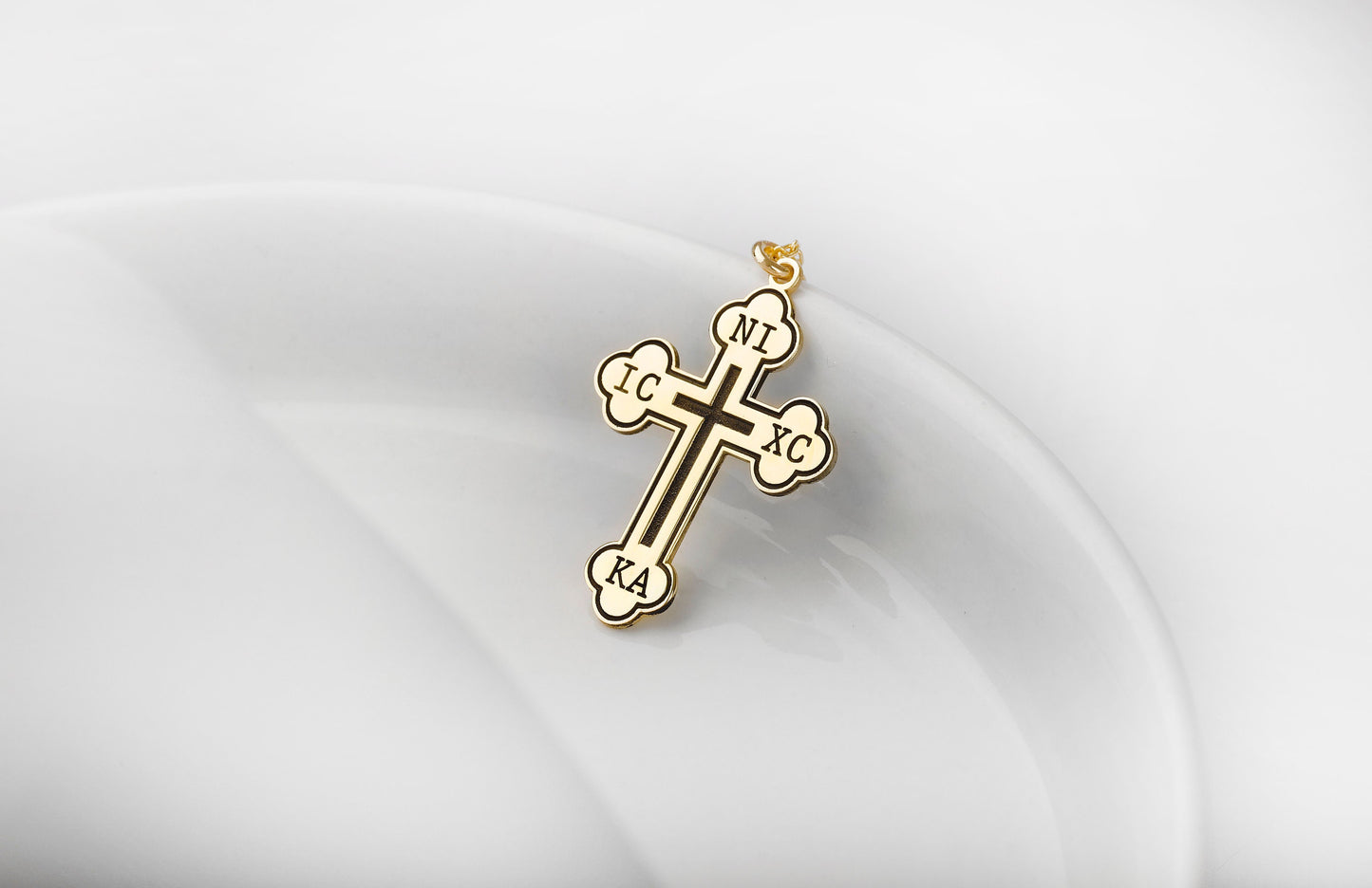 Christian Eastern Orthodox Cross Necklace, Charm IC XC NIKA Religious Jewelry by NecklaceDreamWorld in 14K Gold, Sterling Silver and Rose - silvergoldandrose