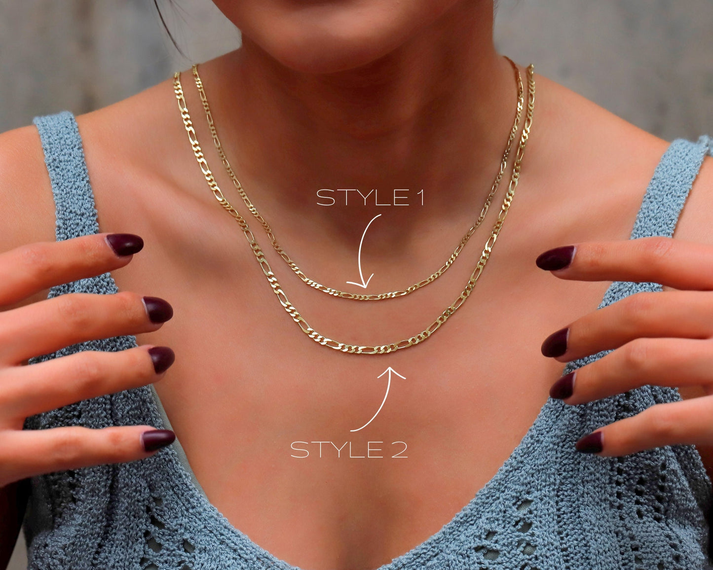 Figaro Chain Necklace in 14K Gold, Sterling Silver and Rose • Everyday Chain Jewelry by NecklaceDreamWrold • Perfect Uniqeu Gifts - silvergoldandrose