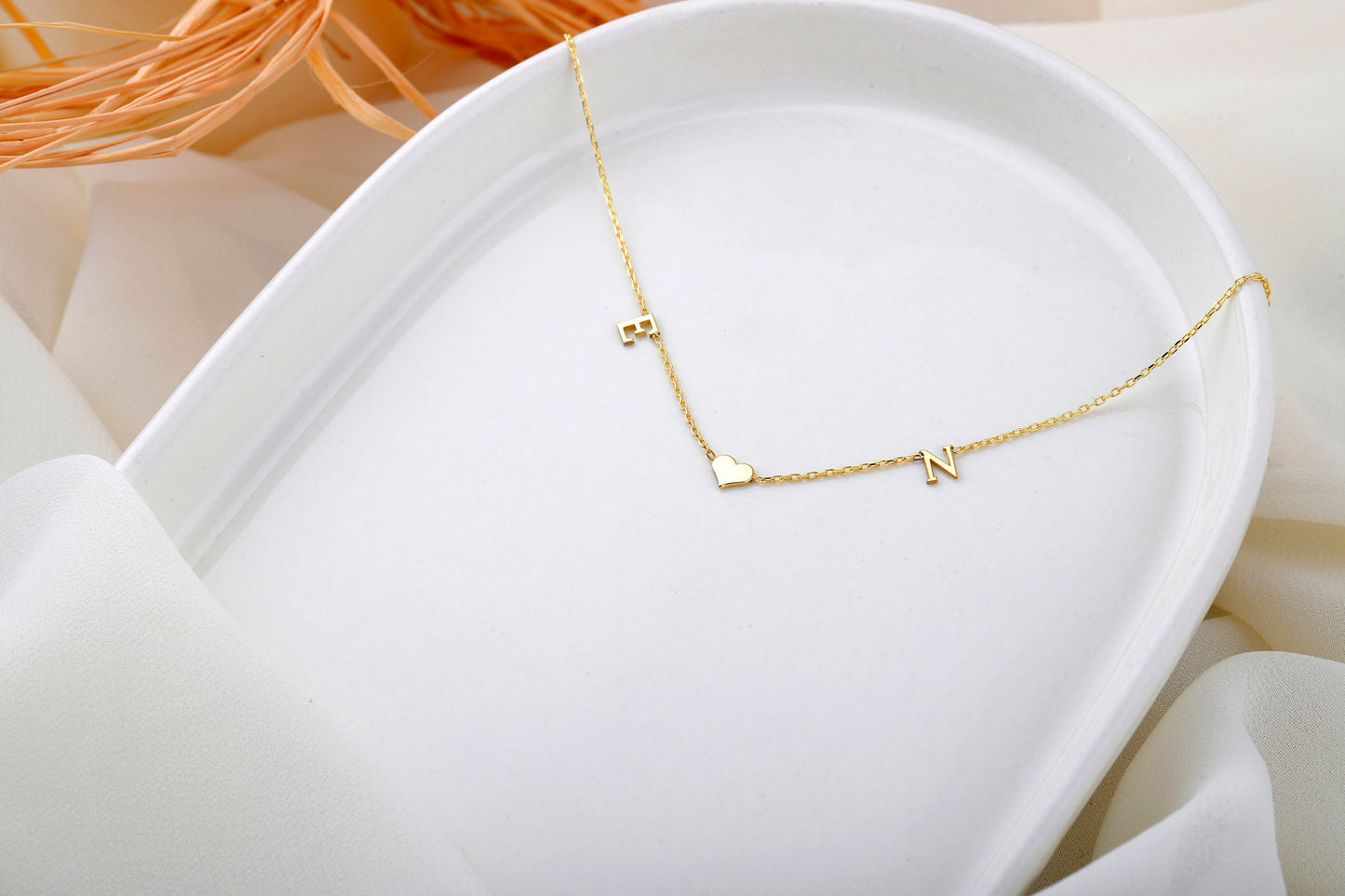 Personalized Initial Heart Necklace • Custom Initial Letter Necklace • 2 Initial Necklace • Tiny Letter Necklace with Heart • Double Initial - silvergoldandrose