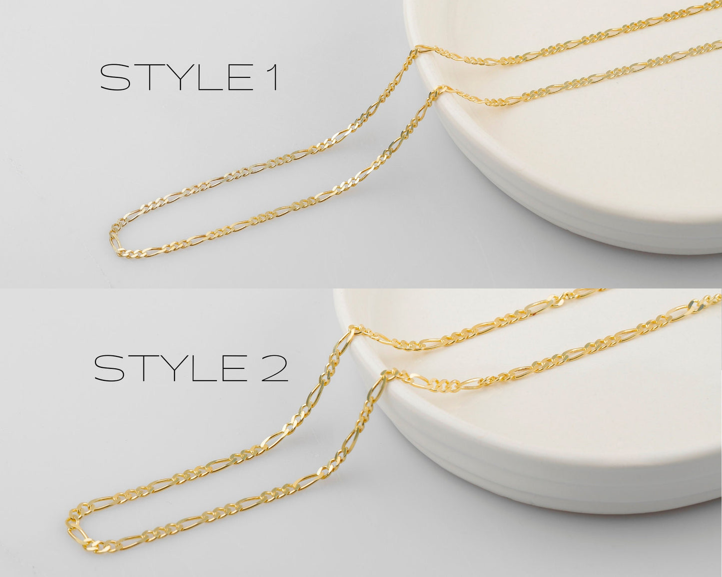 Figaro Chain Necklace in 14K Gold, Sterling Silver and Rose • Everyday Chain Jewelry by NecklaceDreamWrold • Perfect Uniqeu Gifts - silvergoldandrose