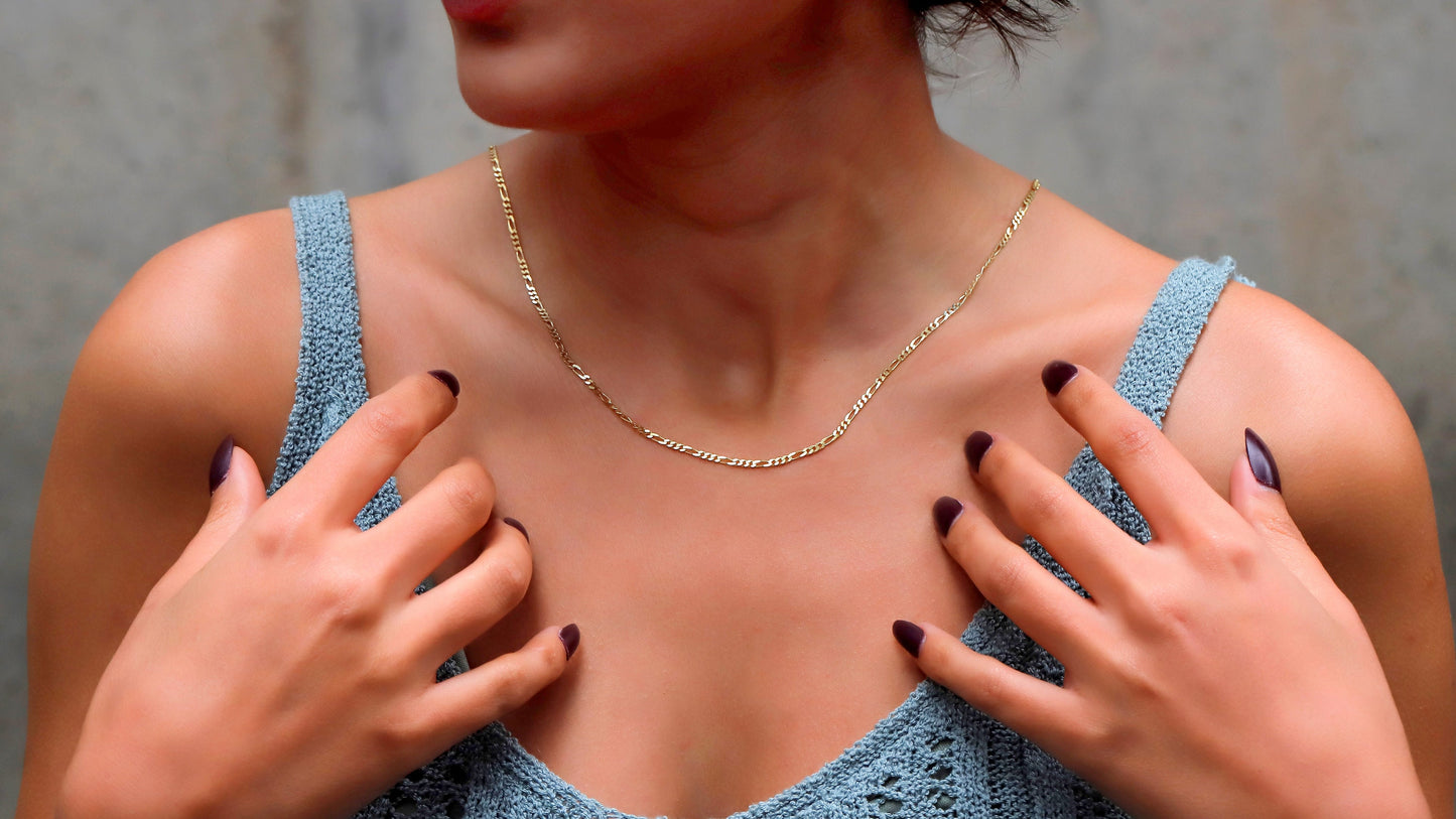 Figaro Chain Necklace in 14K Gold, Sterling Silver and Rose • Everyday Chain Jewelry by NecklaceDreamWrold • Perfect Uniqeu Gifts - silvergoldandrose