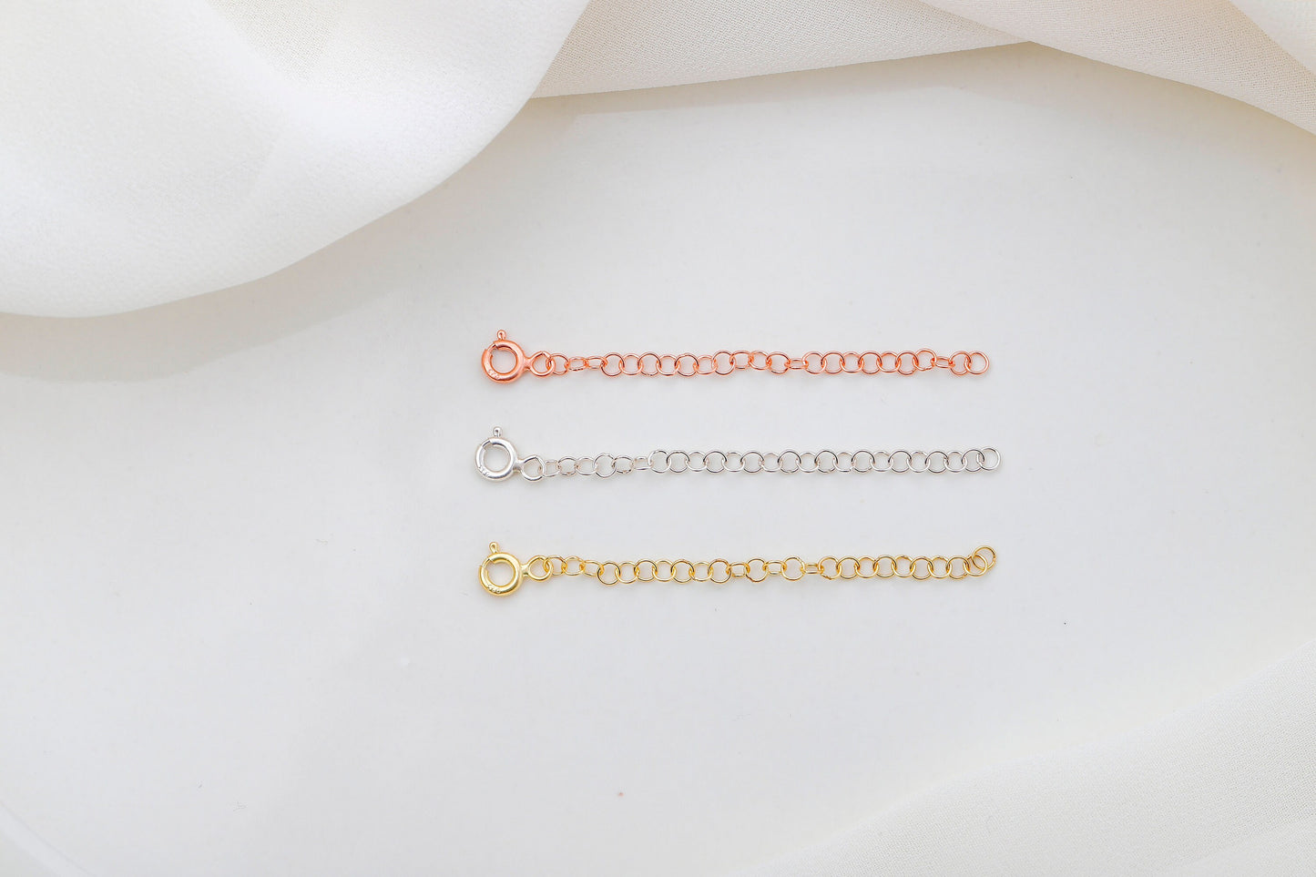 14K Gold Extensions, 925 Sterling Silver Adjustable Extender for Necklace or Bracelet, Removable 1 and 2 inch Chain Extender • Rose Gold - silvergoldandrose