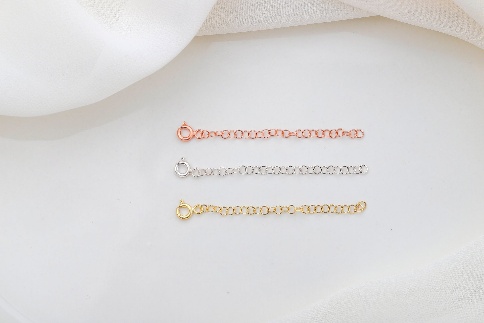 14K Gold Extensions, 925 Sterling Silver Adjustable Extender for Necklace or Bracelet, Removable 1 and 2 inch Chain Extender • Rose Gold - silvergoldandrose