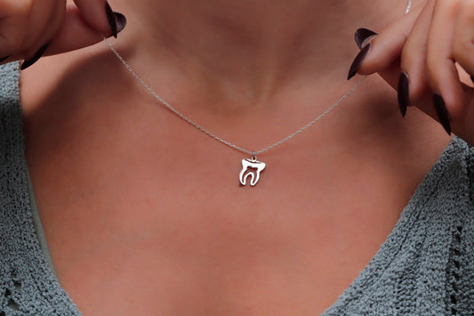 Dainty Tooth Necklace, Dental Hygienist Gift Tiny, Dental Assistant Gift, Gift for Dentist, Delicate Tooth Pendant, Tiny Tooth Necklace - silvergoldandrose