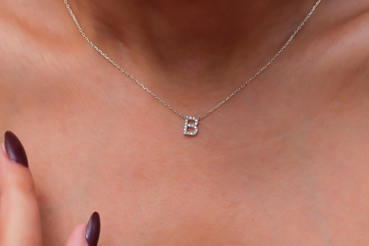 Custom Dainty Pave Letter Necklace with CZ Diamonds, Handmade Tiny Cute Initial Necklace • Personalized Minimal Jewelry - silvergoldandrose