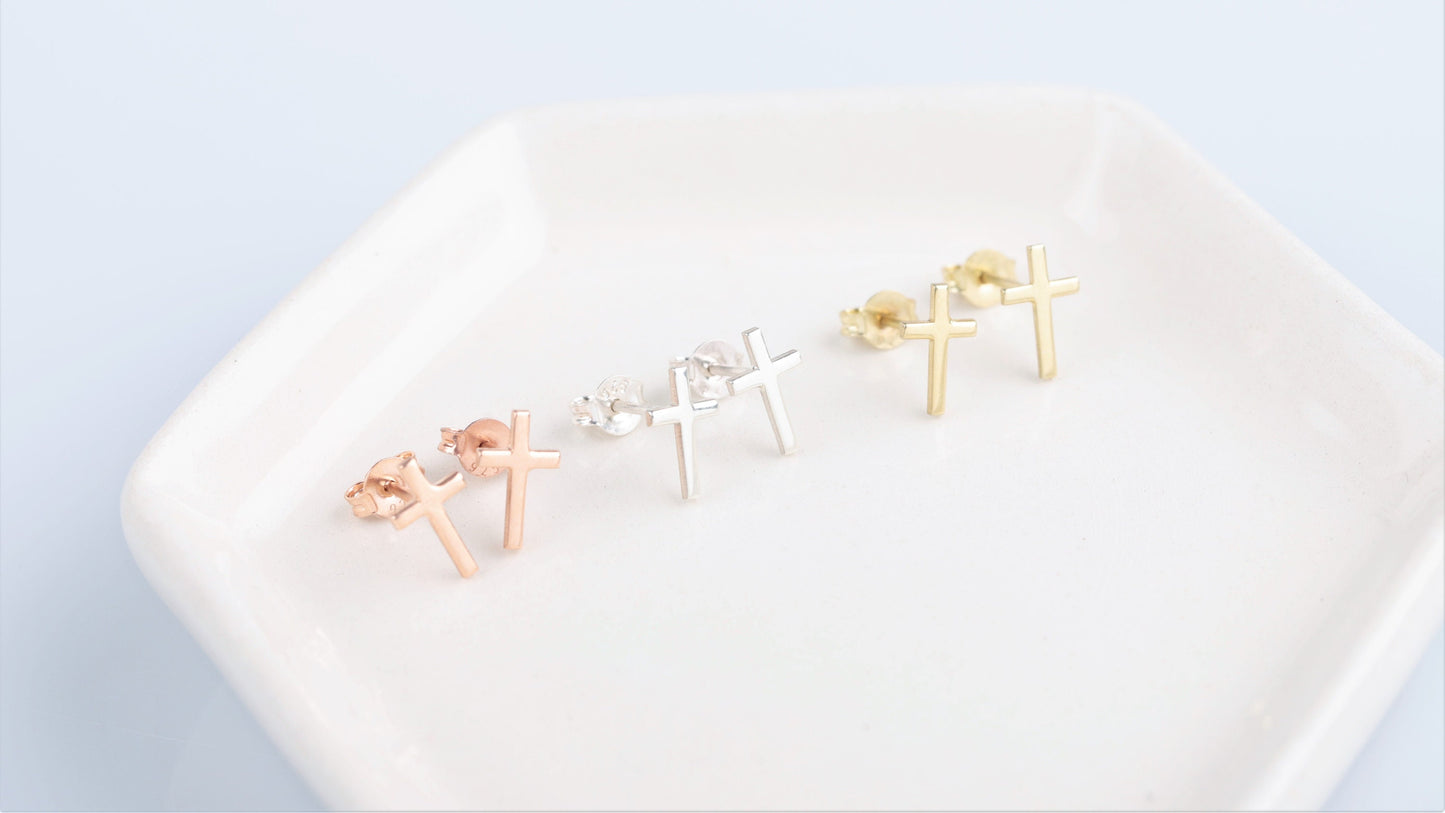 Elysian Jewelry Dainty Cross Stud Earrings - Sparkle with Elegance and Faith