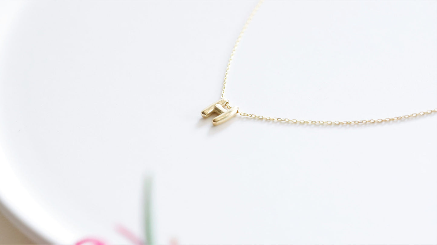 Custom Puff Letter Necklace - Unique 3D Balloon Pendant, Personalized Gold-Filled Initial Jewelry